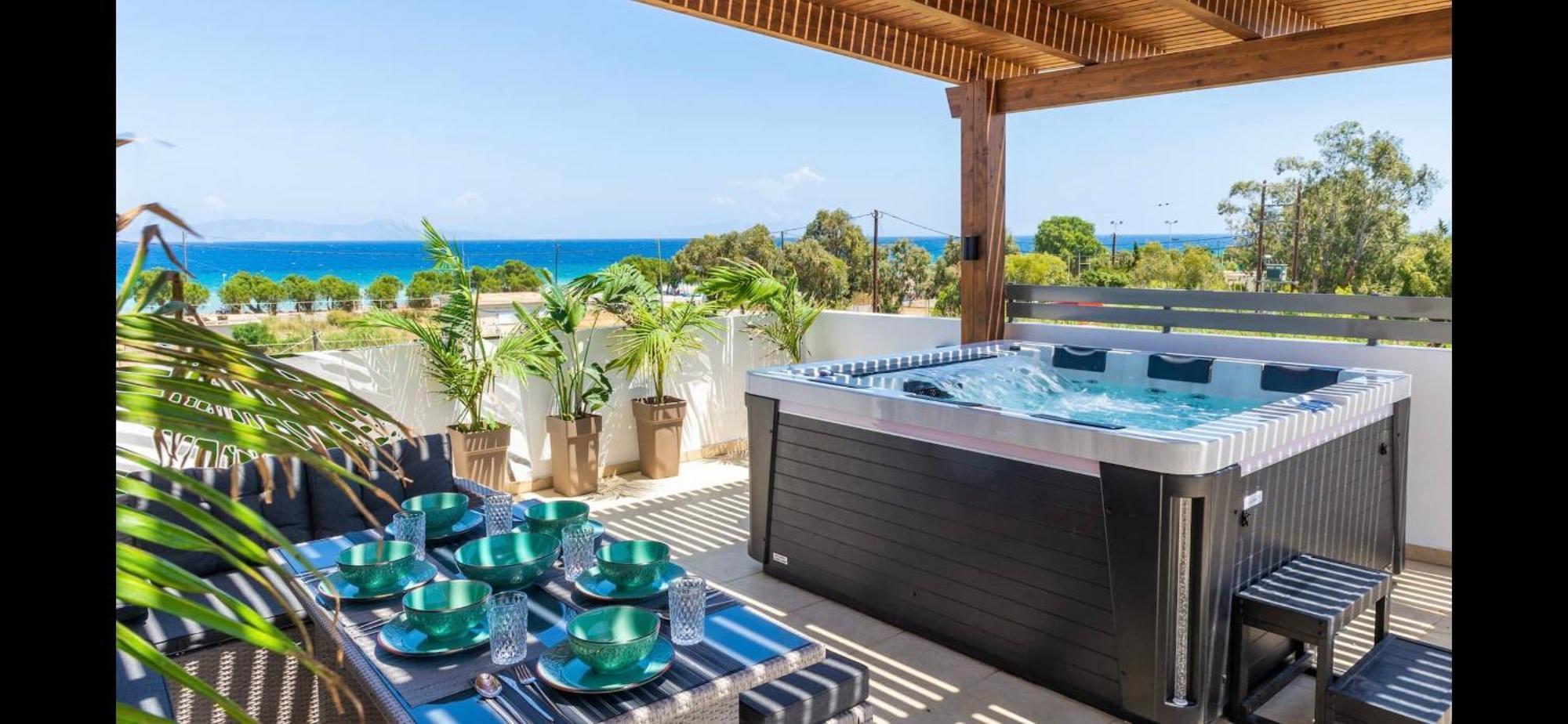Odyssea Top View & Hot Jacuzzi Front Beach Kremastí 外观 照片